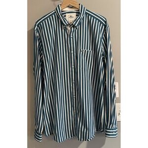 Lacoste Shirt Striped Button Up Regular Fit Cotton Long Sleeve Mens 44